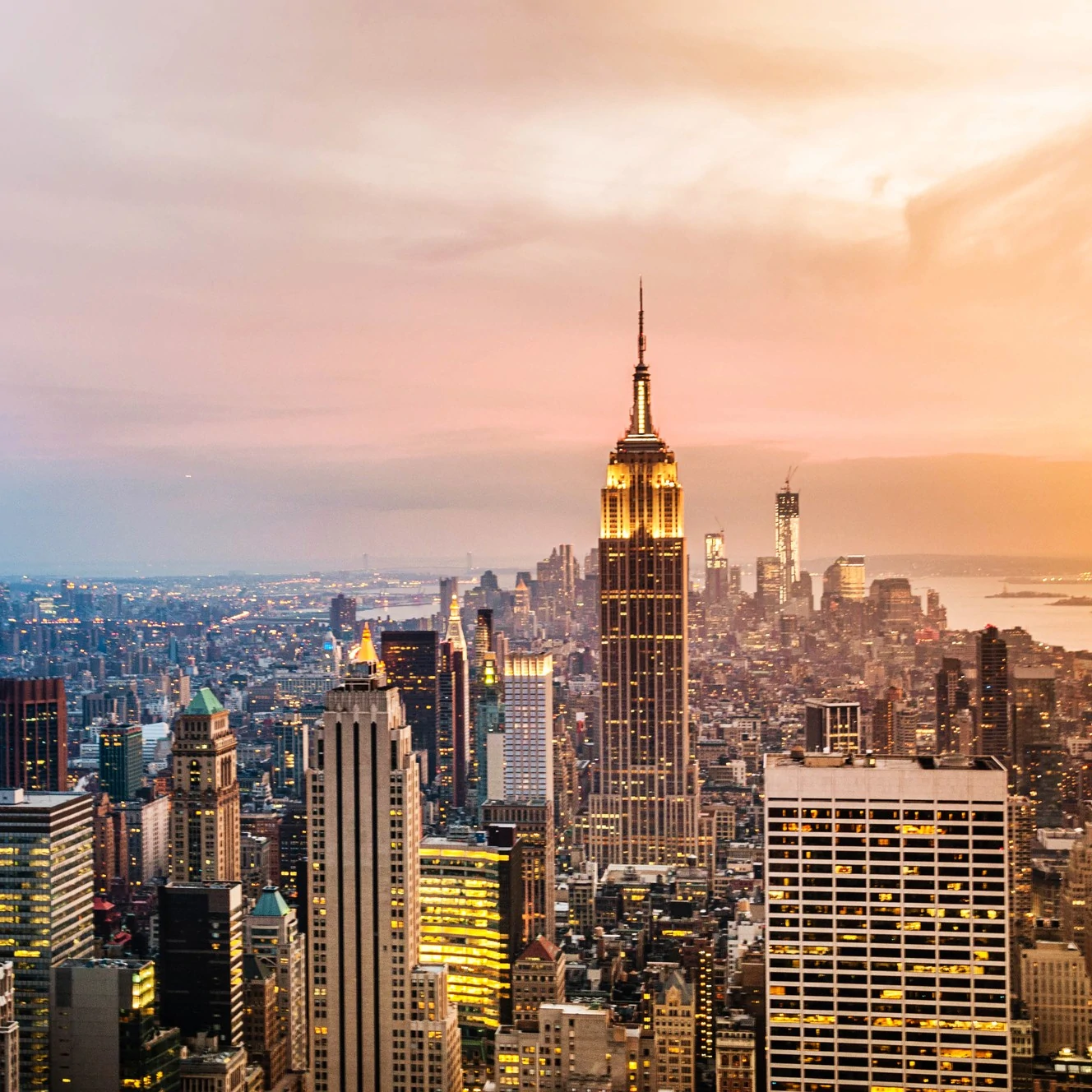 Aerial View Of Manhattan Skyline